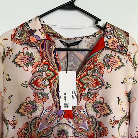 Zara Orange Long Sleeve Sundress with Notched Collar - Picture 5 of 6